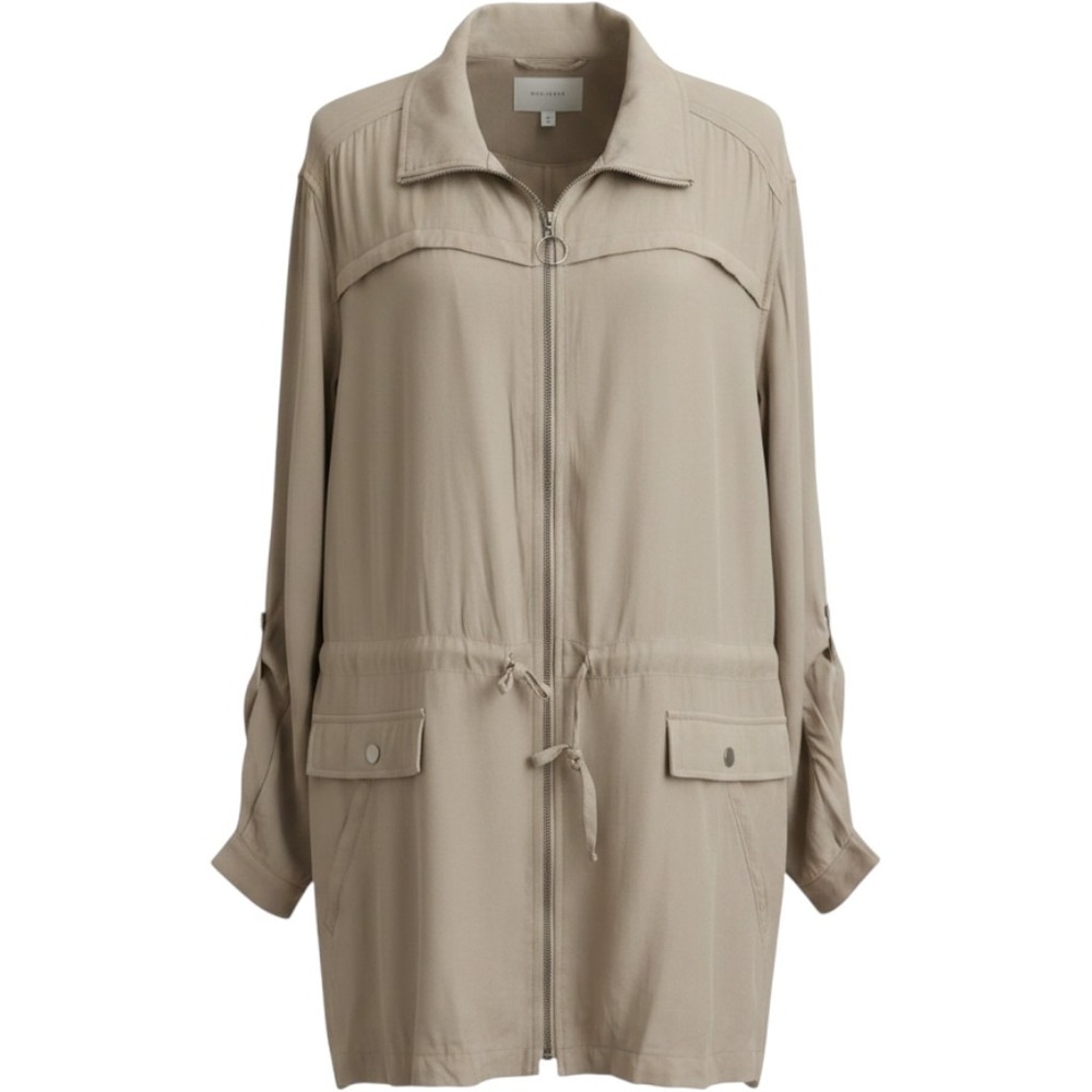 Cato Beige Brown Utility Jacket Roll Tab Sleeve Drawstring Waist 22/24W